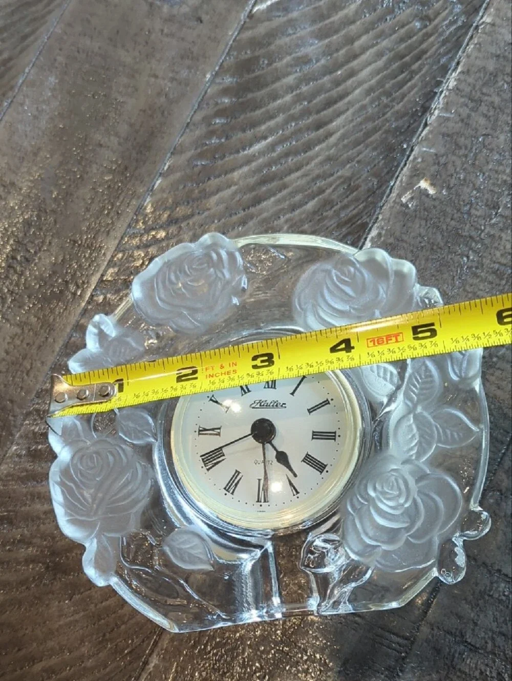 Vintage Haller Rose Glass Mantel Clock